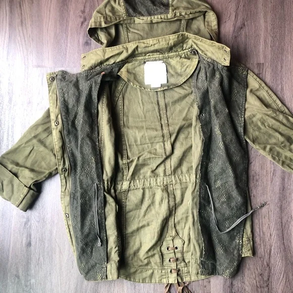 Anthropologie x Hei Hei Military Jacket Women’s Small Army Green Utility Lace - Picture 6 of 15